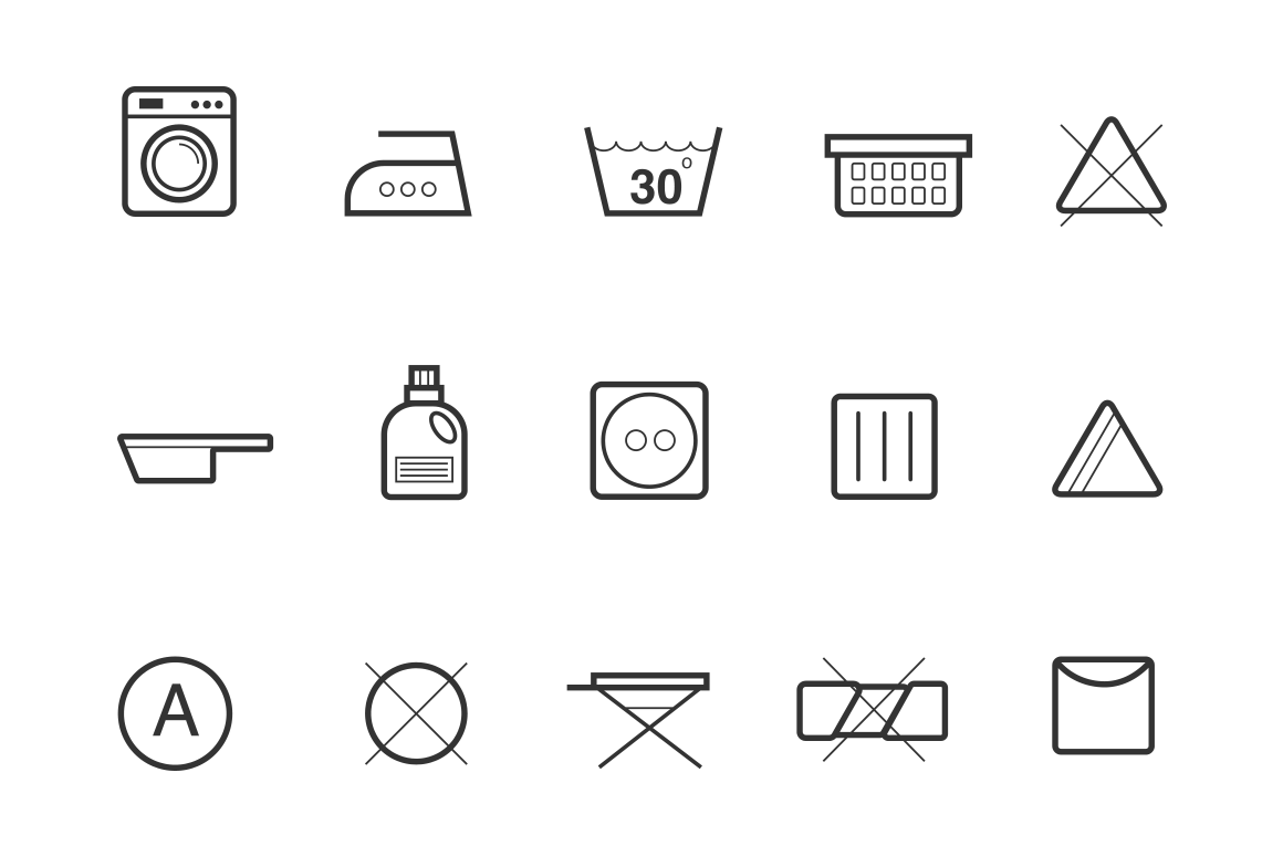 15 Laundry Symbols and Icons, an Icon by Creative VIP