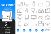 Tech and Gadget outline icon set, an Outline Icon by Icons (Thumbnail 1 of 3)
