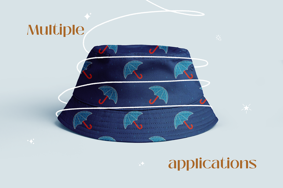 Blue umbrella autumn pattern, a Pattern Graphic by Sigelt (Photo 2 of 7)