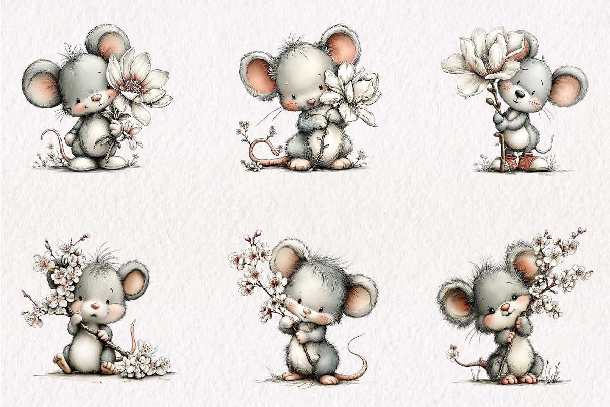 Funny Spring Mouse Clipart, a Seasonal Illustration by CreationArt (Photo 4 of 7)