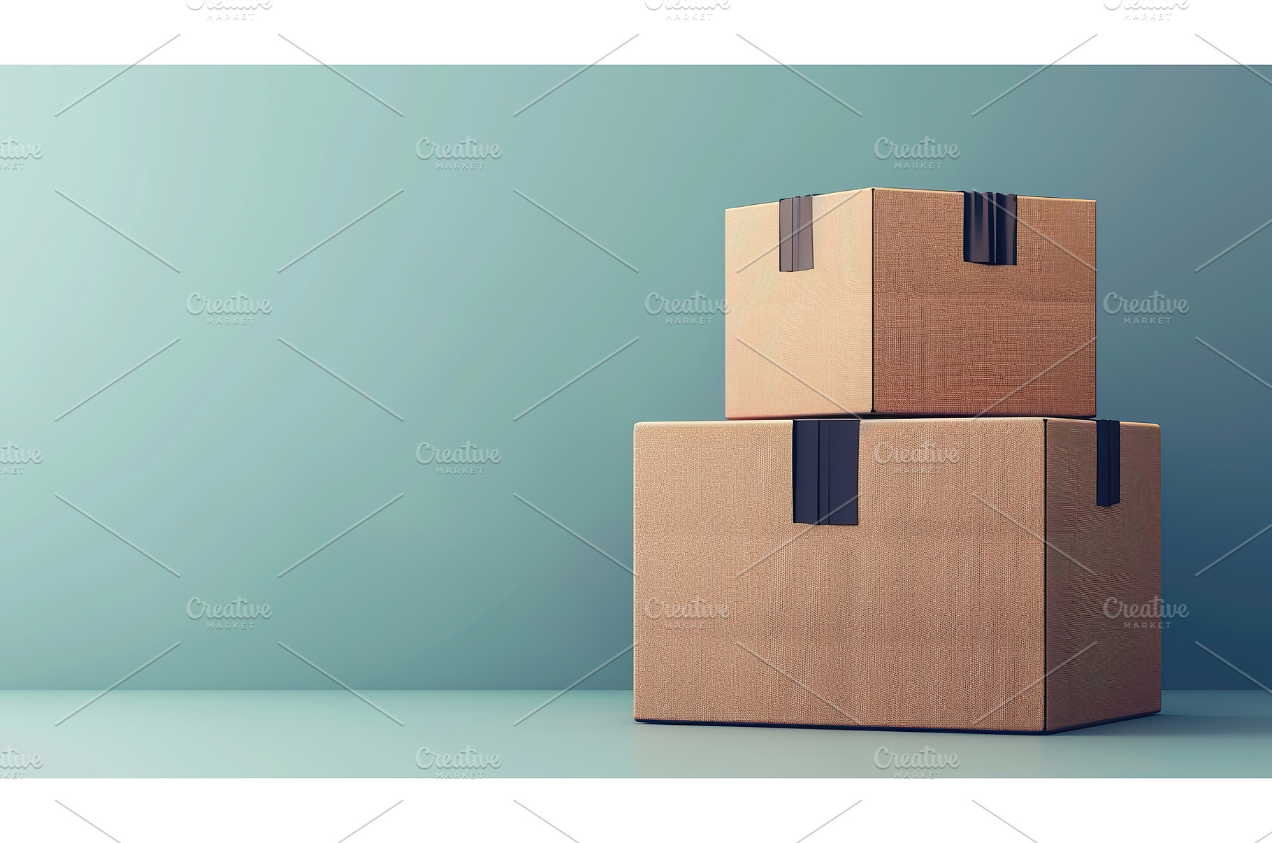 Stacked cardboard boxes in empty, a Transportation Photo by Lermont51
