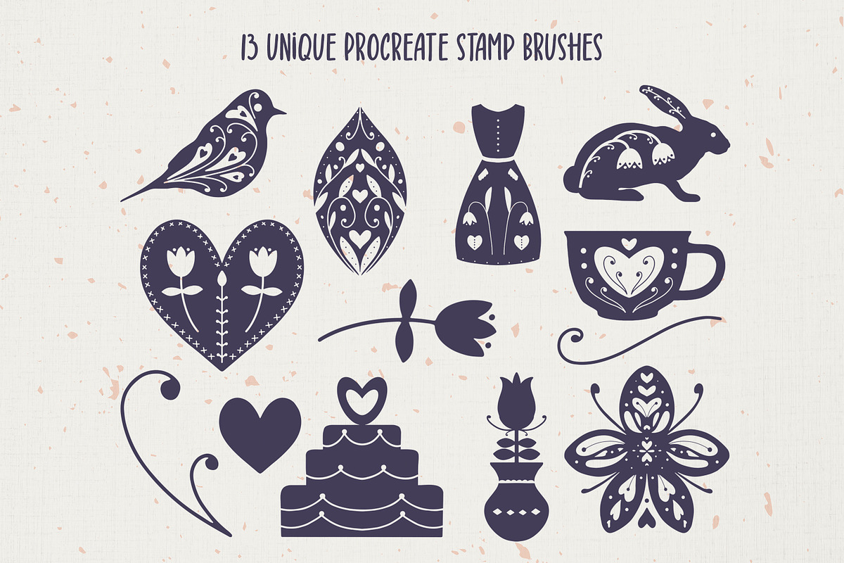 Folk Art Romantic Procreate Brushes, a Brush Add-On by Little Nordic ...