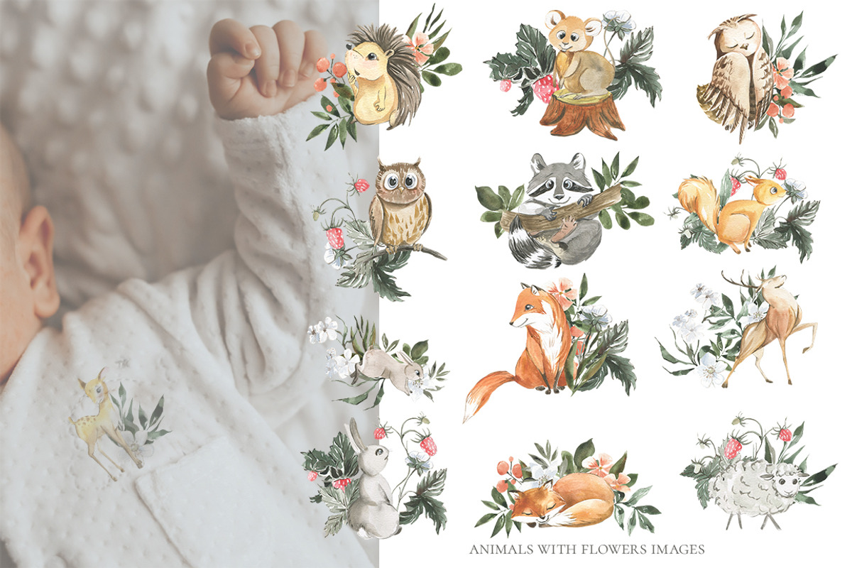 Woodland animal watercolor set, an Animal Illustration by Love Watercolor Store (Photo 2 of 15)