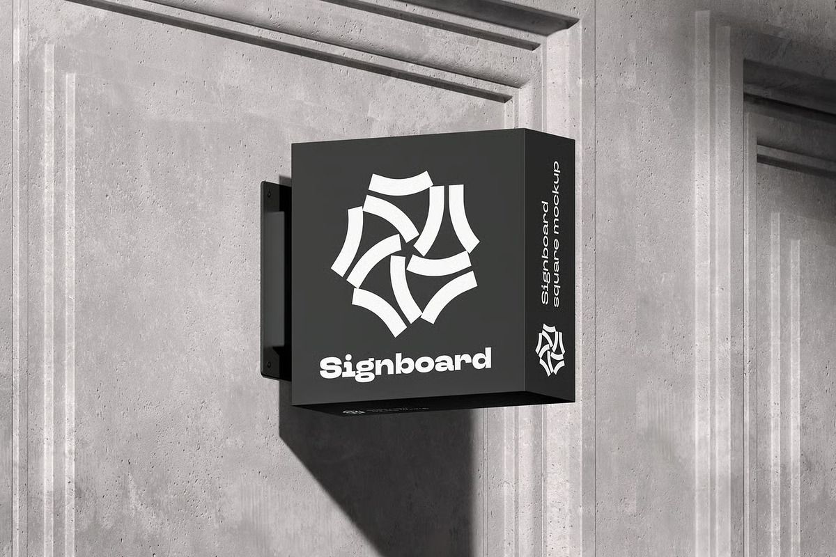 Signboard Square Mock-up, an Advertising Mockup by zippypixelstudio (Photo 2 of 15)