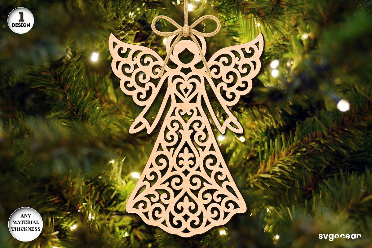 Christmas Angels Ornament Bundle, a Decorative Illustration by svgocean (Photo 3 of 13)