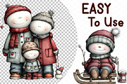 Whimsical Christmas Snowman Clipart, an Illustration by cherrydesign (Thumbnail 4 of 4)