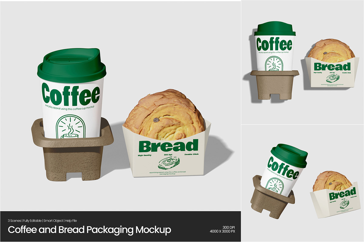 Coffee and Bread Packaging Mockup, a Packaging Mockup by Permadi Creative (Photo 1 of 5)