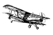 Plane on old paper background, a Transportation Illustration by CatMadePattern (Thumbnail 2 of 2)