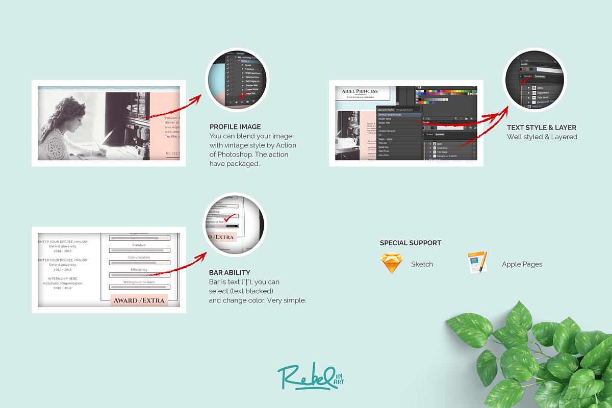 Anthology resume/cv - Sketch support, a Resume Template by Rebelinart (Photo 5 of 6)