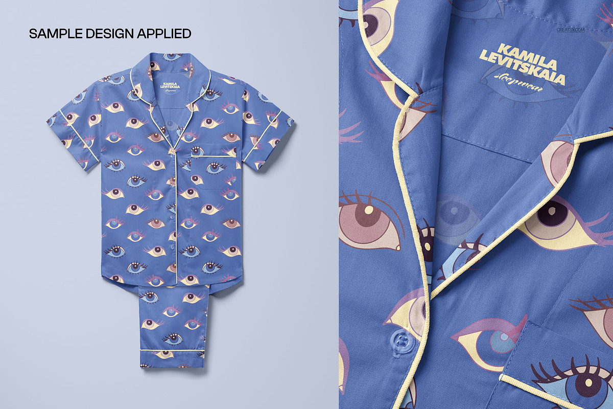 Short-Sleeve Pajama Set Mockup Set, a Bottom Mockup by creatsy5 (Photo 4 of 10)