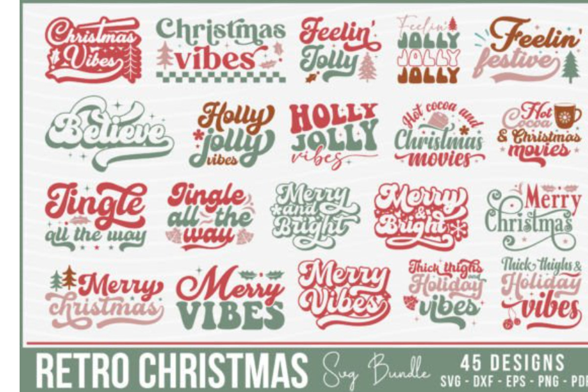Retro Christmas SVG Bundle, an Object Graphic by BeeCraftR (Photo 5 of 17)