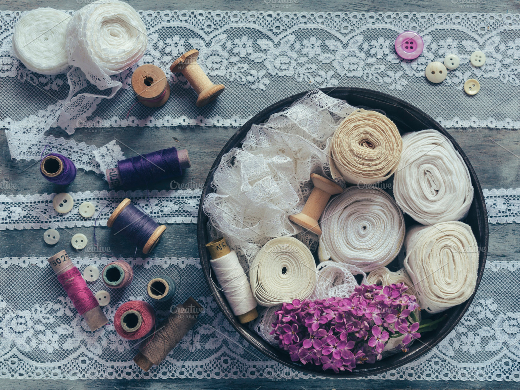 Vintage Sewing Flat lay, a Beauty & Fashion Photo by LidiaP