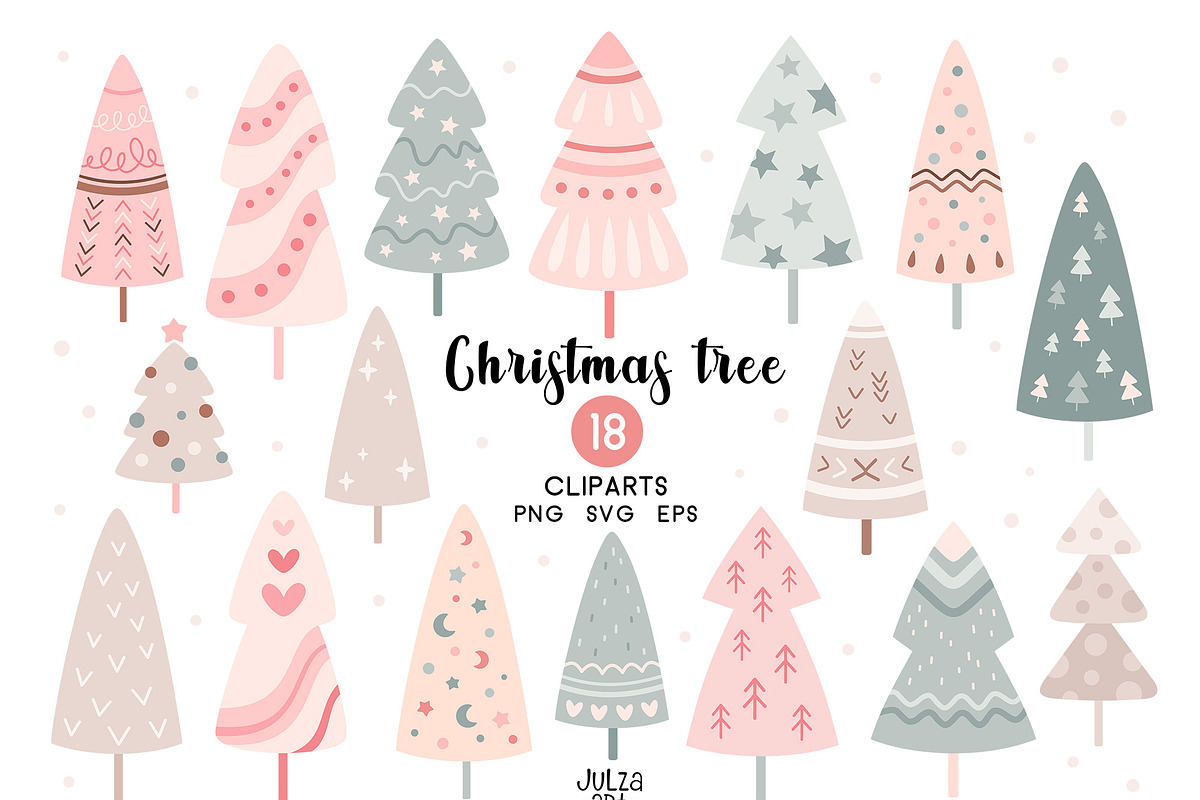 Christmas tree clipart, a Seasonal Illustration by JulzaArt (Photo 1 of 6)