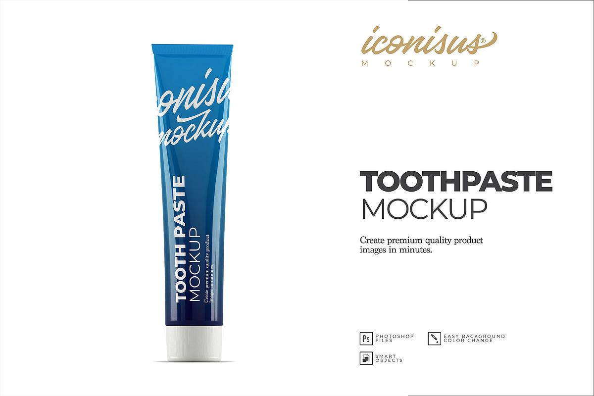 Toothpaste mock-up template, a Packaging Mockup by iconisusmockup (Photo 1 of 2)