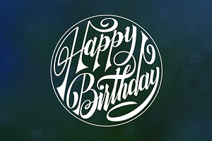Happy Birthday Round Lettering
