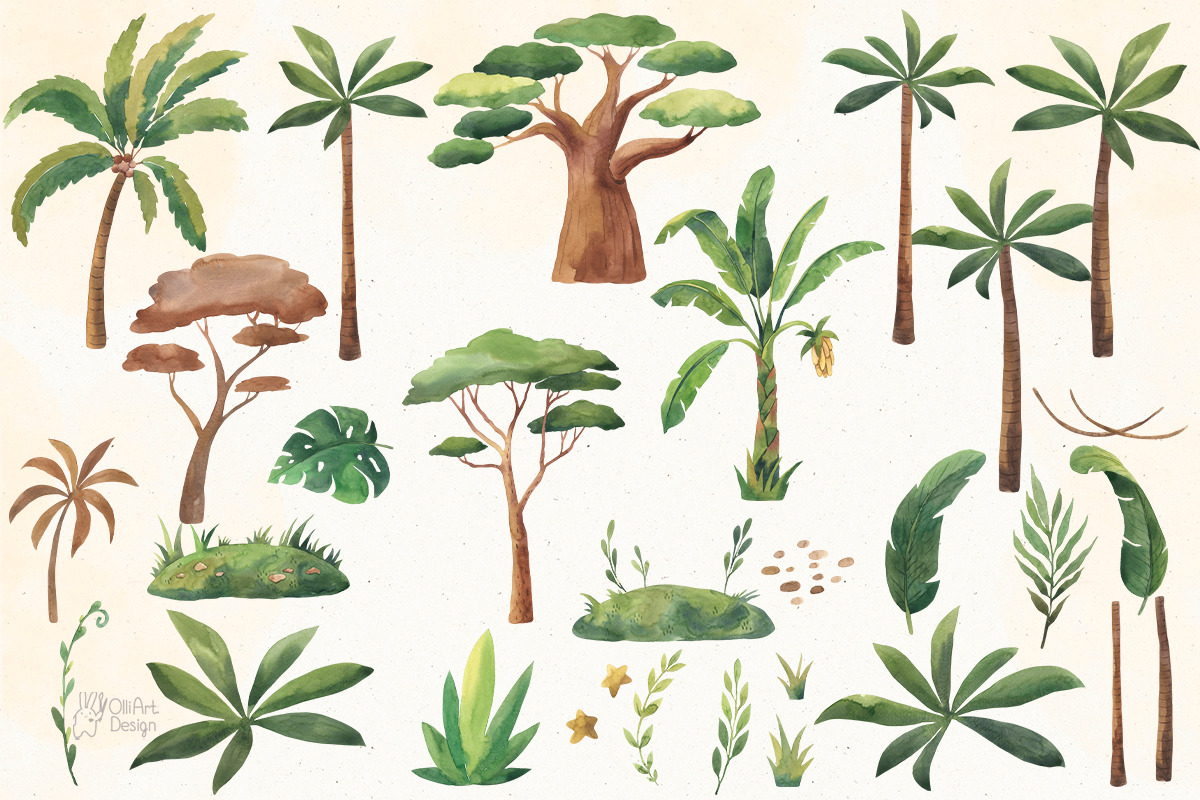 SAFARI ANIMALS Watercolor clipart, an Object Graphic by OlliArtDesign (Photo 3 of 7)