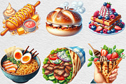 Watercolor Street Food Clipart, an Illustration by Black Bird Studio (Thumbnail 4 of 6)