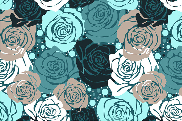Seamless Pattern Green Roses