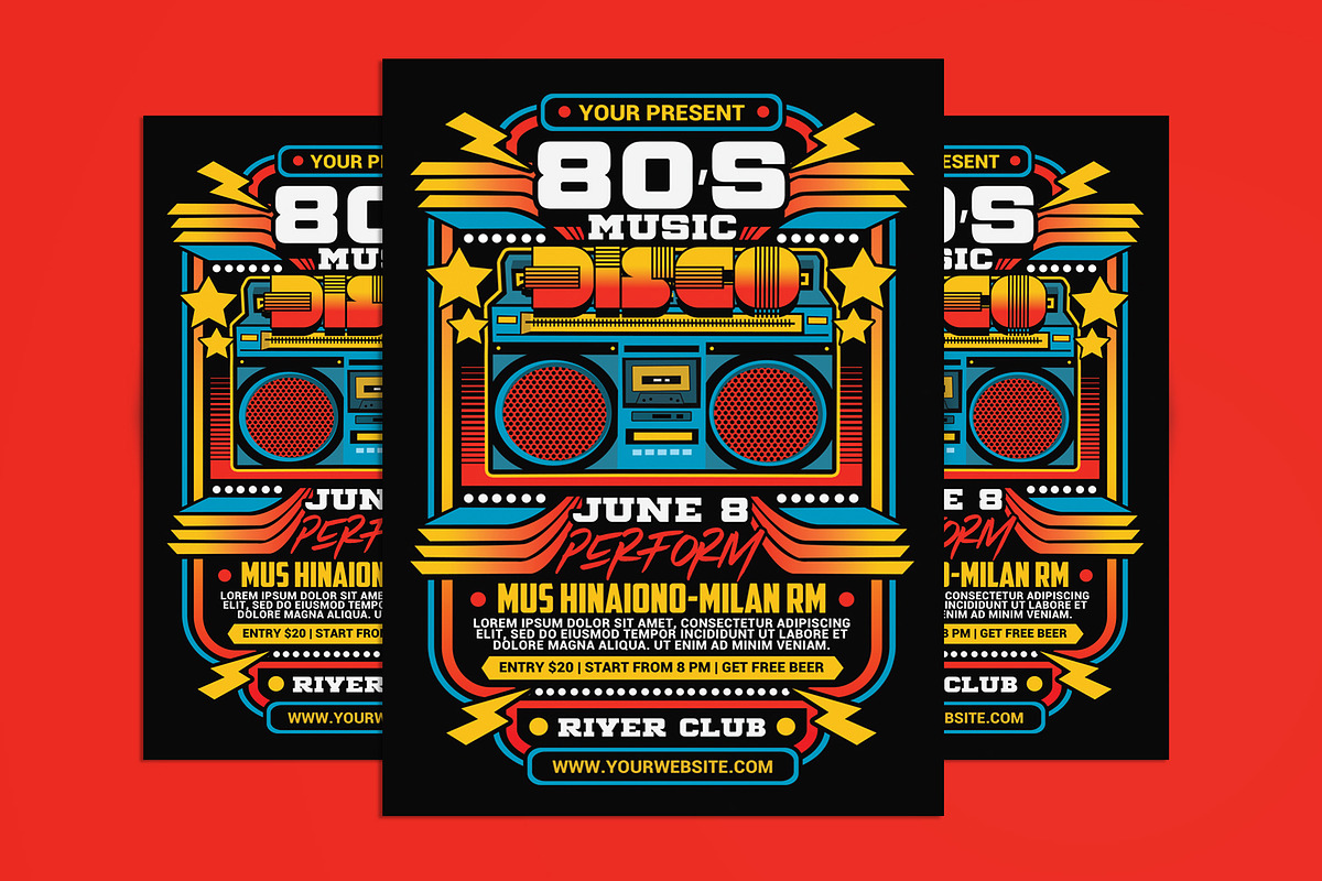 80's Retro Disco Party, a Flyer Template by Muhamad Iqbal hidayat (Photo 1 of 4)