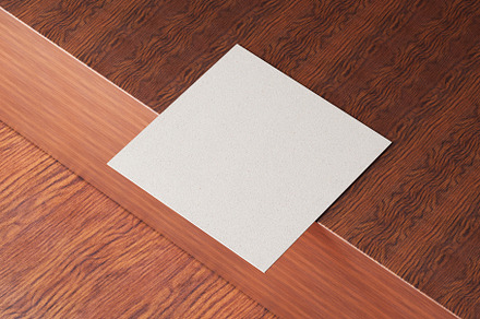 White square shape paper business card mockup on wooden brown ta, a Business Photo by Ministocker