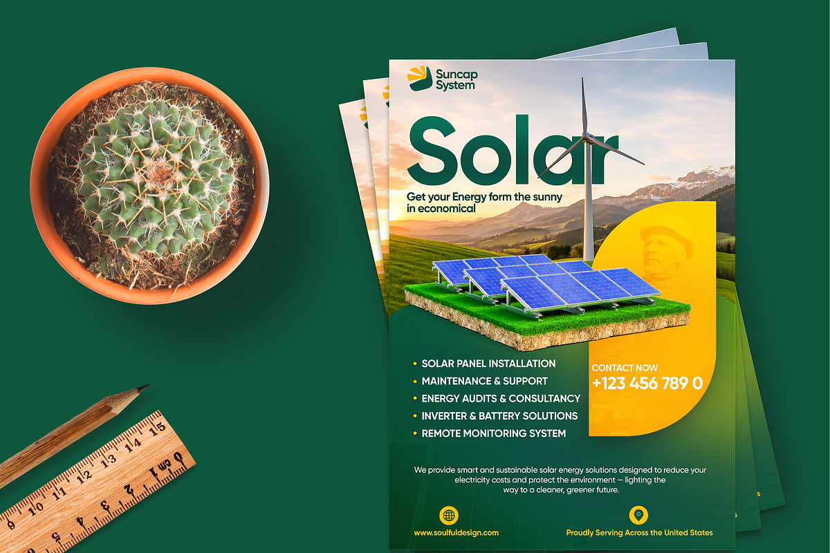 New Solar Energy Flyer Themplate, a Flyer Template by Soulfuldesignstudio (Photo 1 of 4)