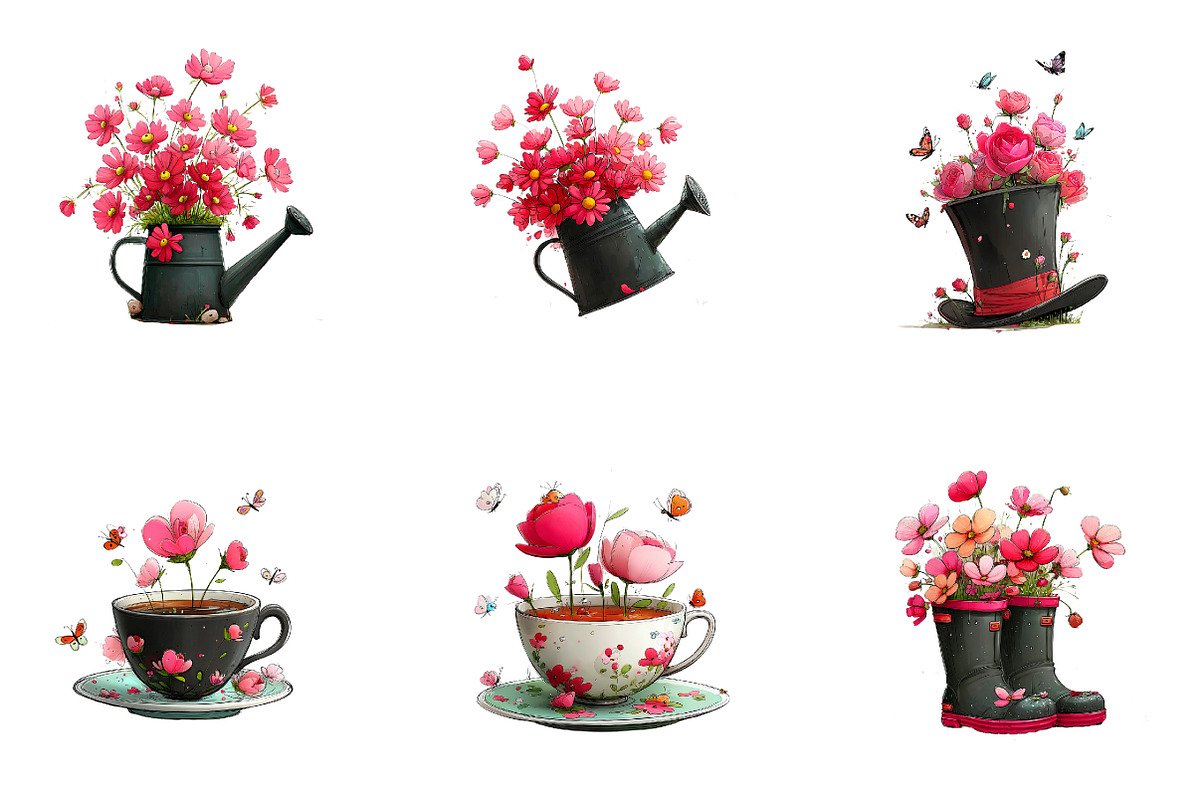 Black Pink Spring Clipart, an Illustration by CreationArt (Photo 5 of 7)