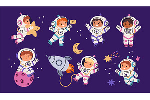 Little kids astronauts. Funny, a Person Illustration by YummyBuum