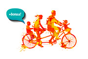 Family tandem bike + bonus. Vector, a Person Illustration by Crazy nook (Thumbnail 1 of 2)