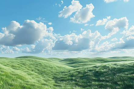Vibrant green hills stretch across t, a Photo by Tanuart