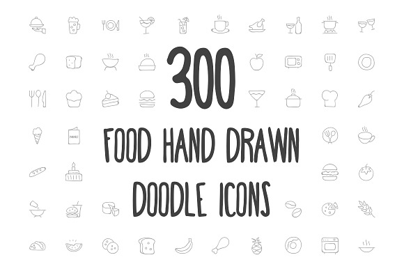 300 Food Hand Drawn Doodle Icons preview 6