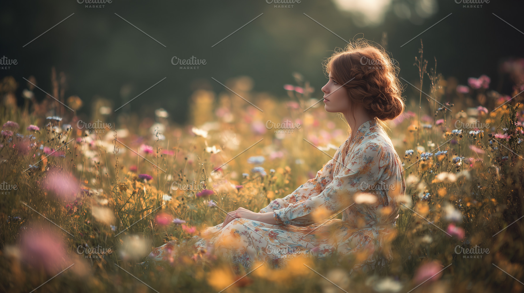 Woman with red hair in a vintage, a Person Photo by MistyDay