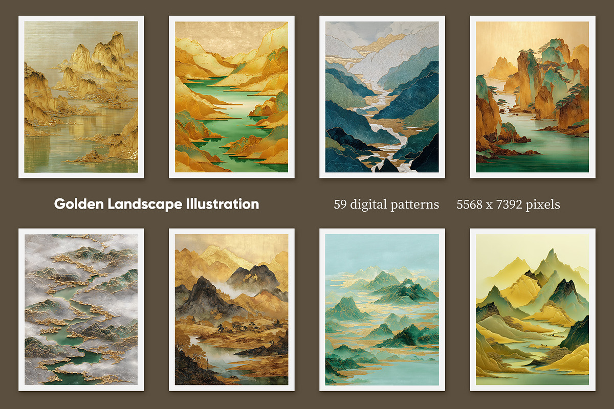 Golden Landscape Illustration, a Decorative Illustration by Housui Patterns (Photo 8 of 10)