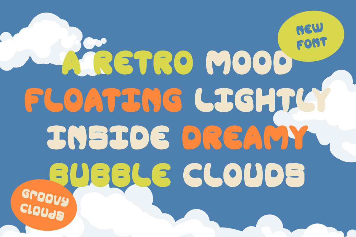 Groovy Clouds Groovy Bubble Font, a Font by PutraCetol Studio (Photo 3 of 5)