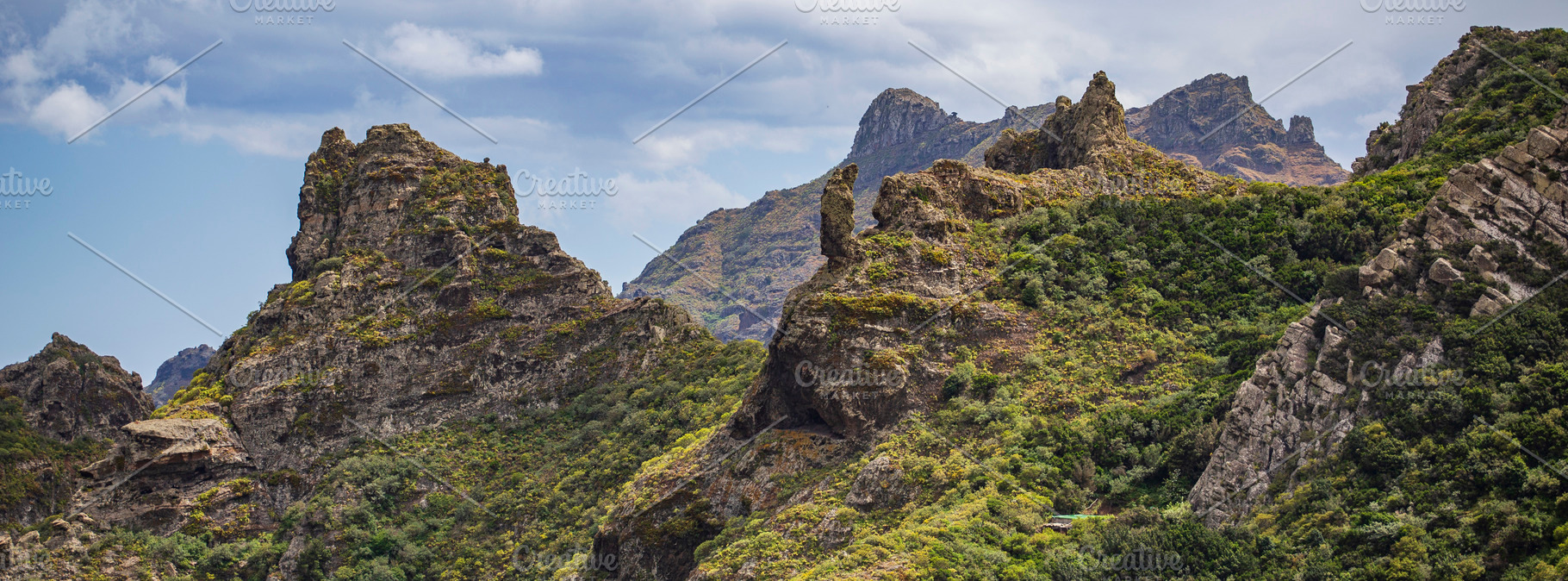 Green Anaga mountain range in Tenerife, panoramic landscape of v, a Photo by Pictures for you!!!!!!!!!