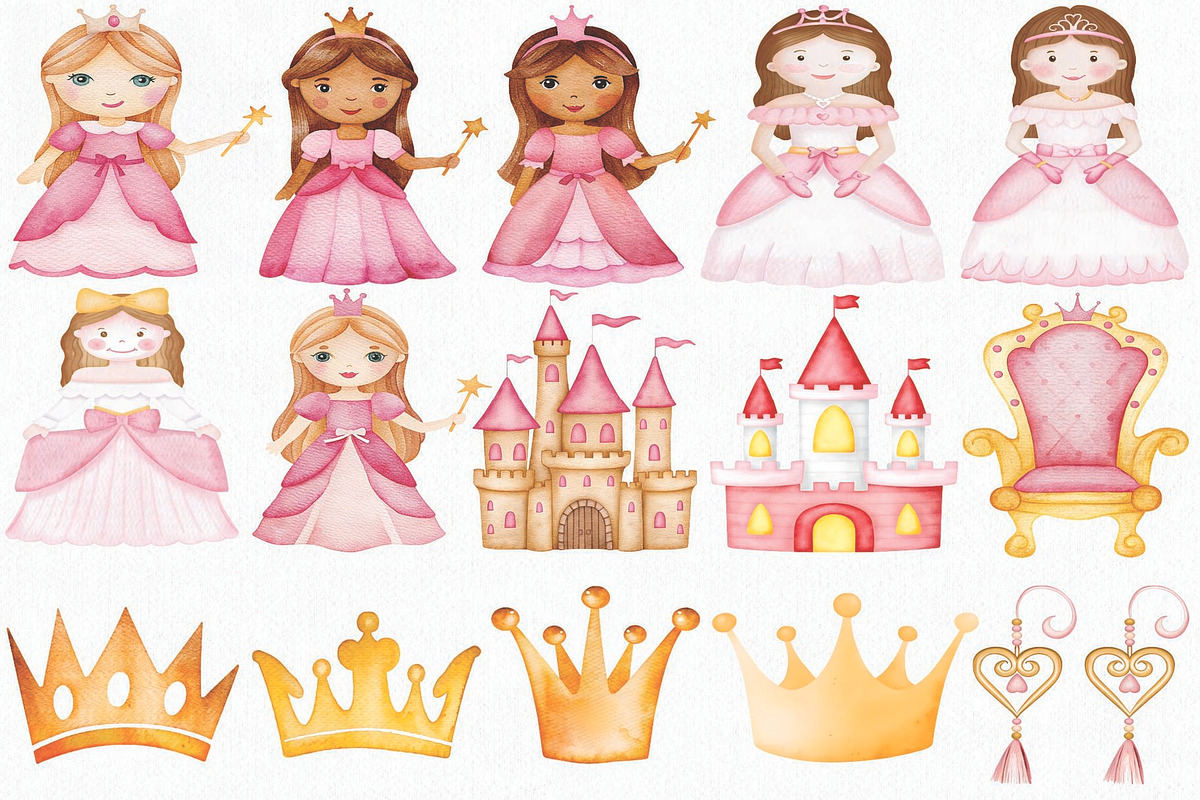 Watercolor Little Princess Clipart, an Illustration by CropUp Creative (Photo 2 of 4)