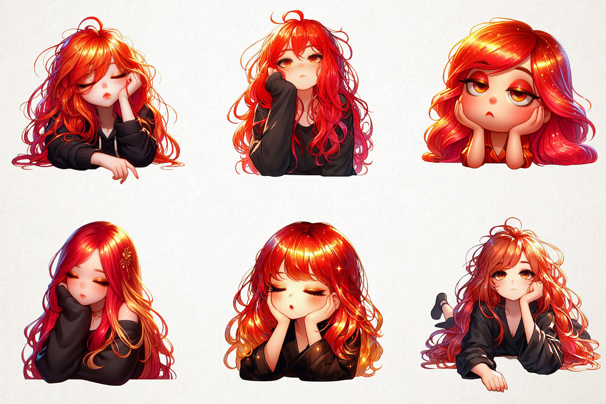 Funny Lazy Red-Haired Woman, an Illustration by RobertsArt (Photo 4 of 7)