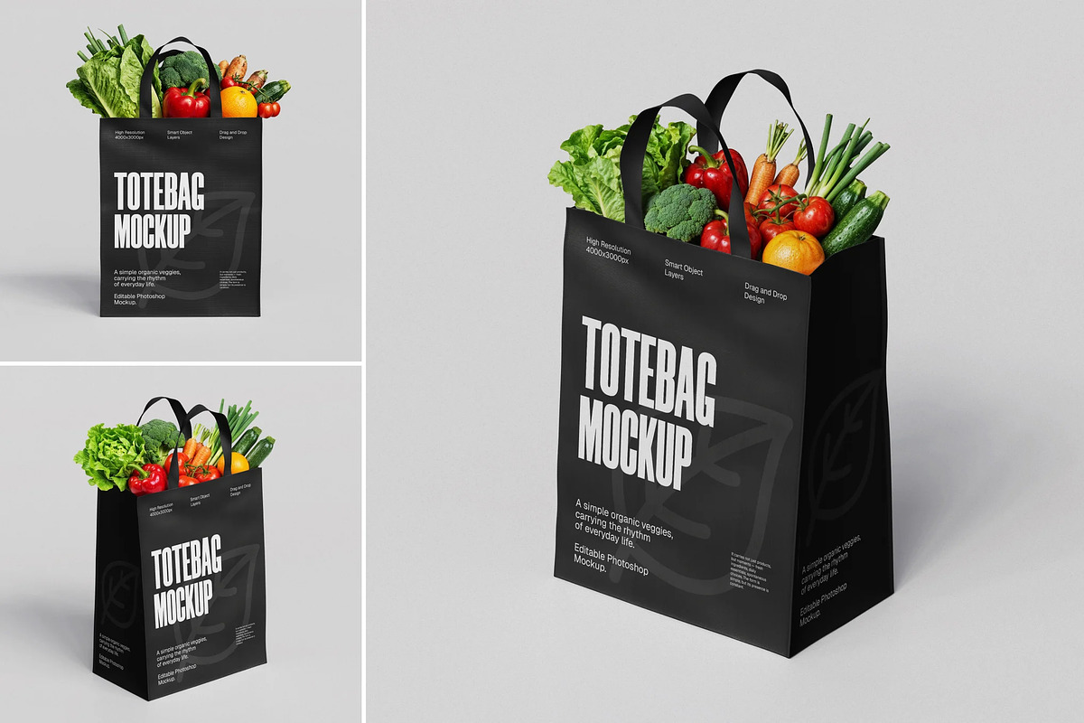 Reusable Shopping Tote Bag Mockup, a Packaging Mockup by Brand Earth (Photo 1 of 4)