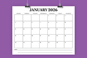 2026 8.5 x 11 Inch Calendar Template, a Stationery Template by Running With Foxes (Thumbnail 1 of 5)
