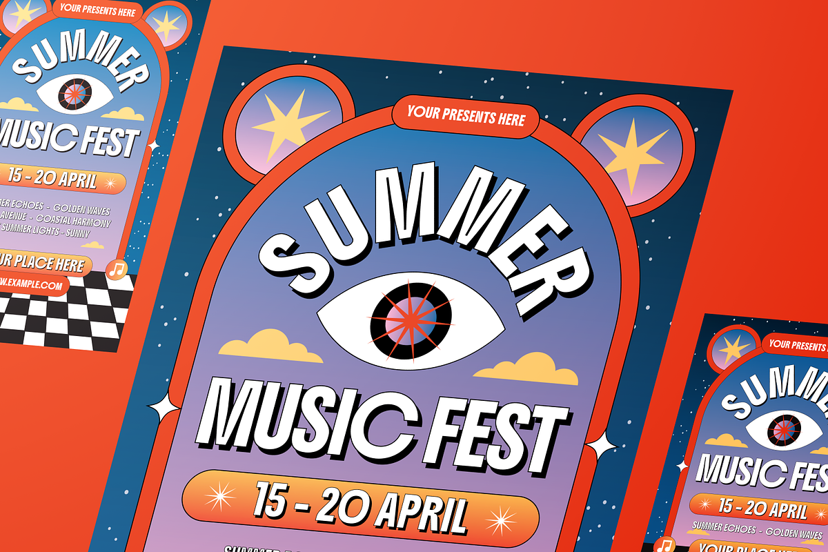 Psychedelic Music Festival Flyer Set, a Flyer Template by Annora Studio (Photo 6 of 6)