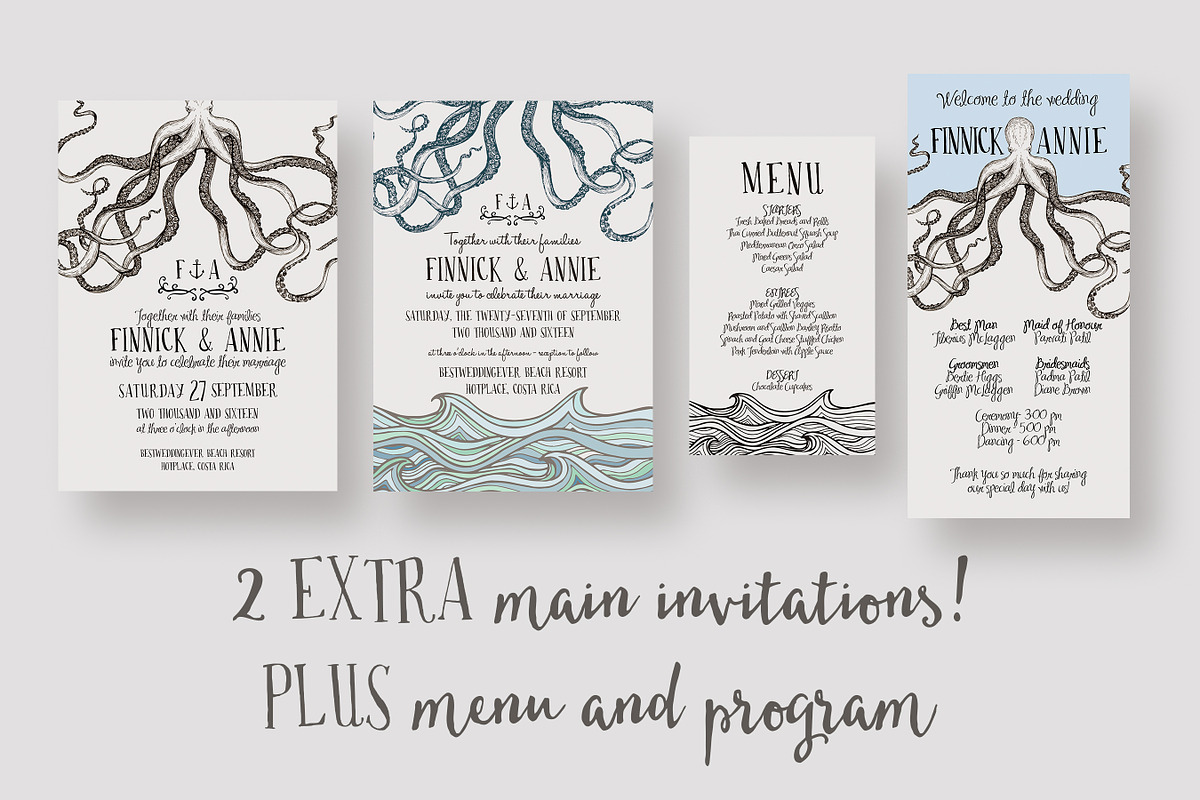 Octopus Wedding Invitation Suite, an Invitation Template by Knotted Design (Photo 3 of 5)