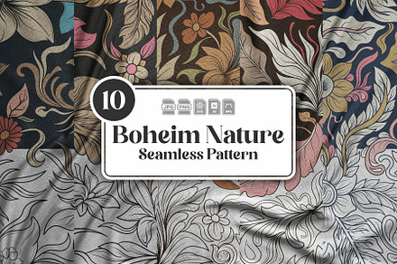 10 Boheim Nature Seamless Pattern, a Pattern Graphic by ArtSurd.Studio