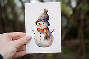 Snowman Watercolor Clipart. AI, a Seasonal Illustration by BonbonnyDesigns (Thumbnail 4 of 5)