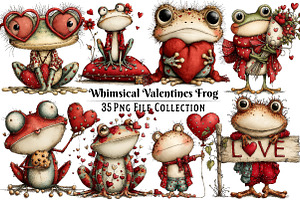 Whimsical Valentines Frog Clipart, an Illustration by Dream Creation