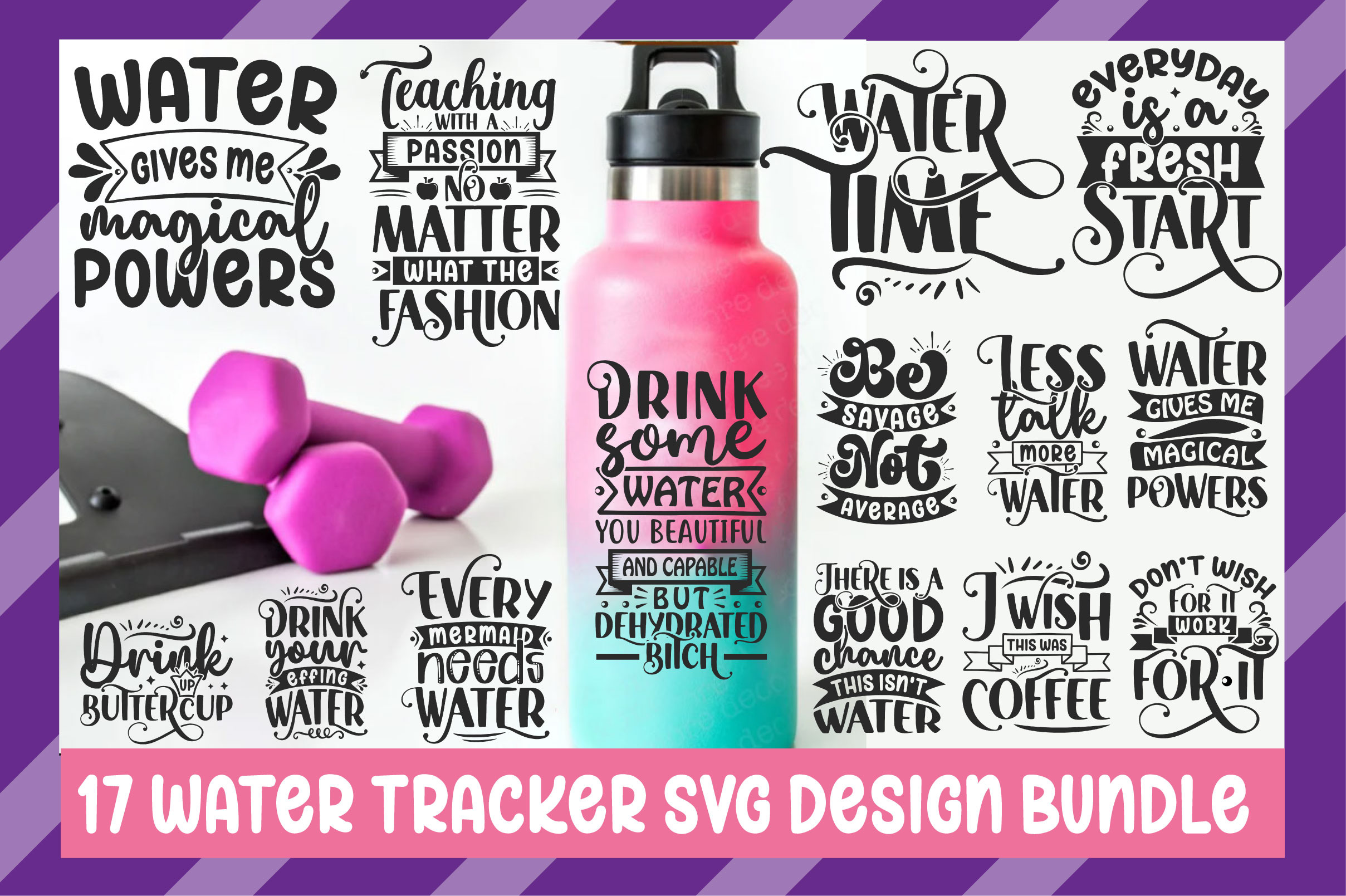 Water Tracker Svg Design Bundle, a Work Illustration by Libby Wishes