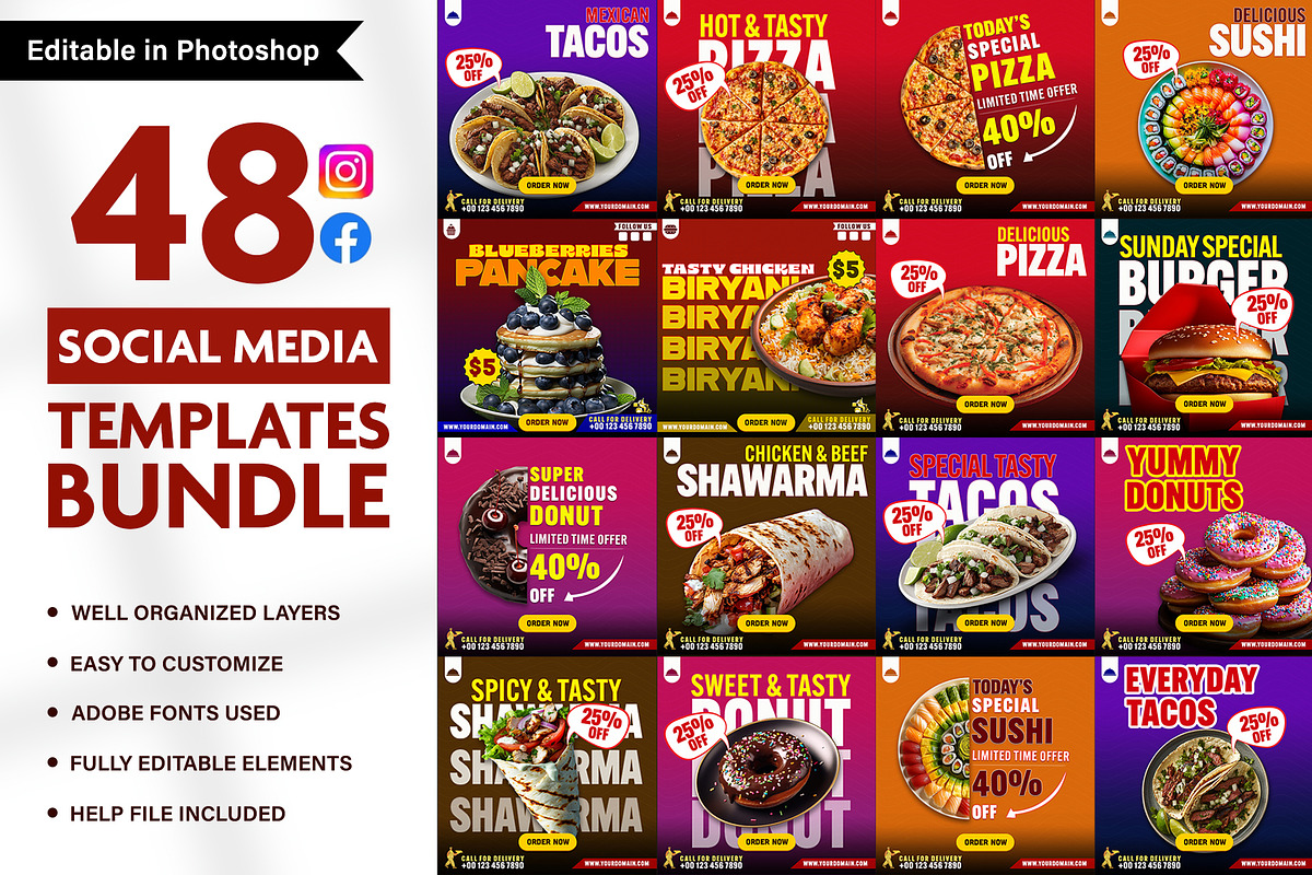 48 Food Social Media Templates - PSD, a Social Media Template by Allies Interactive (Photo 2 of 4)
