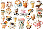 Coffee Cups Clipart, an Illustration by Libby Wishes (Thumbnail 1 of 6)