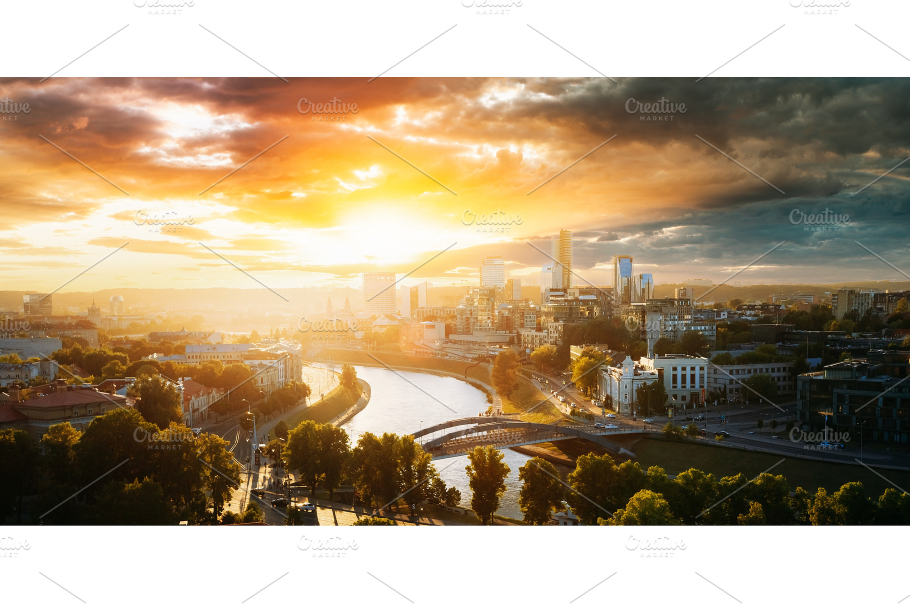 Sunset Sunrise Cityscape Of Vilnius, an Architecture Photo by Our Amazing World