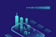 Smartphone with graphs in isometric, an iPhone Mockup by majcot (Thumbnail 2 of 6)