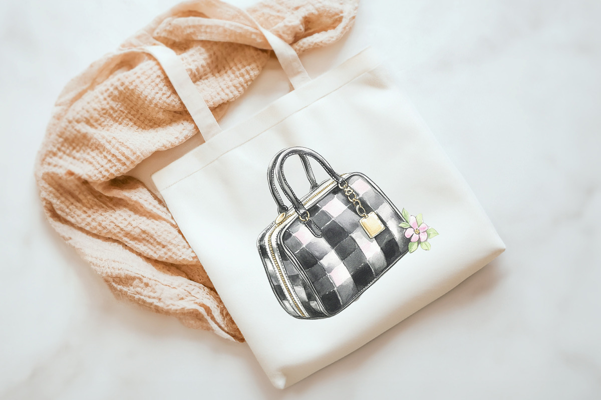 Luxury Black Gingham Summer Clipart, an Illustration by Watercolor design (Photo 8 of 12)