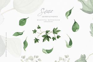 Watercolor Greenery Foliage Bundle